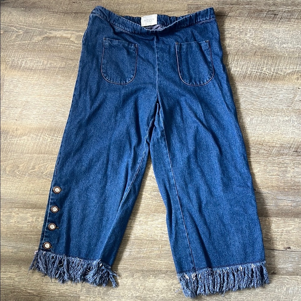 Azulu Anthropologie Fringe Wide-Leg Jeans Size 12